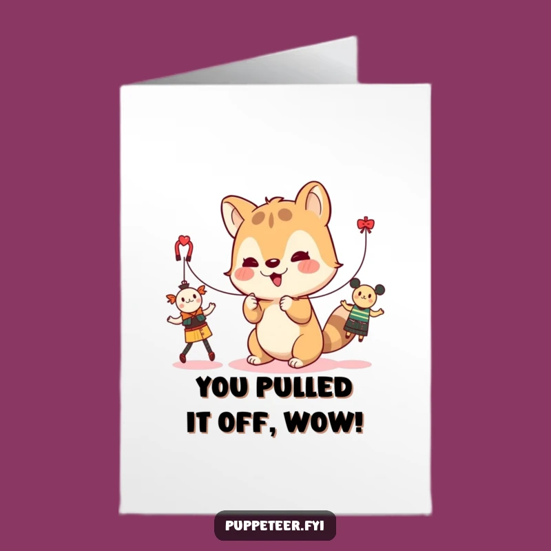 Free Printable Congrats Card: Cute Animal Toy Strings Funny Achievement Gift