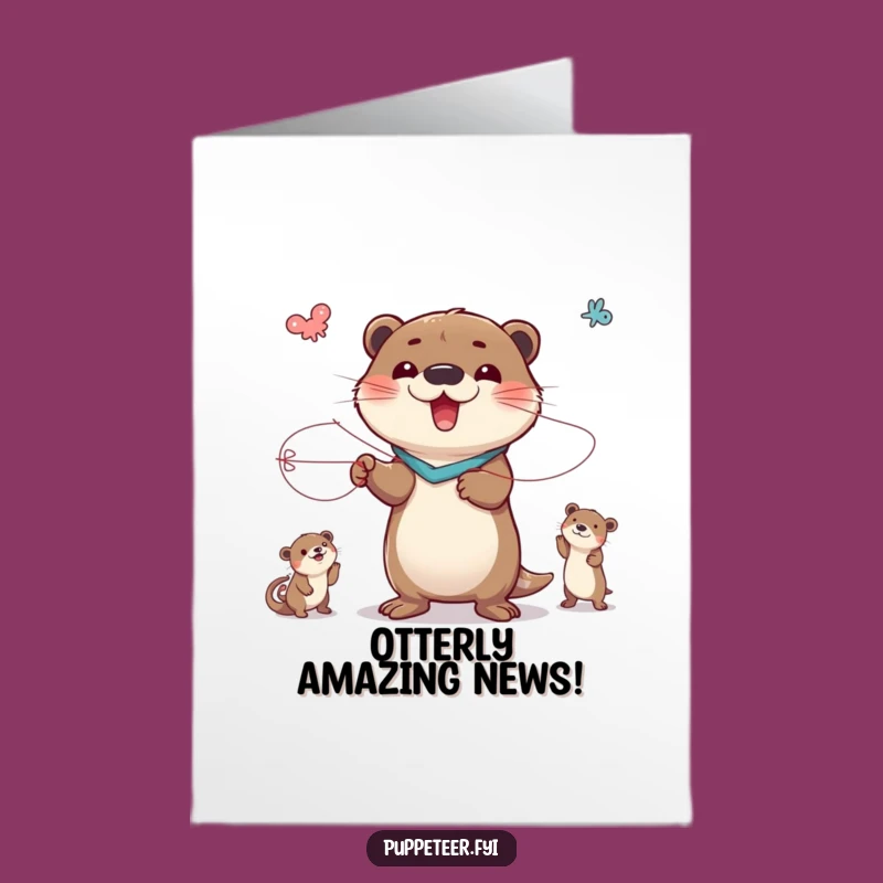 Free Printable Congrats Card: Funny Otter Puppet Master, Hilarious Achievement Greeting