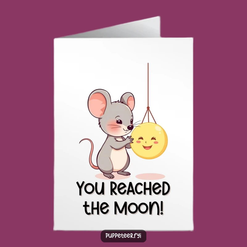 Free Printable Congrats Card: Hilarious Mouse Moon Puppet Joyful Celebration - Download instantly