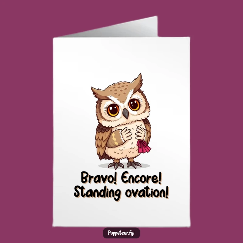 Free Printable Congrats Card: Owl & Puppet Bow - Humorous Downloadable Gift!