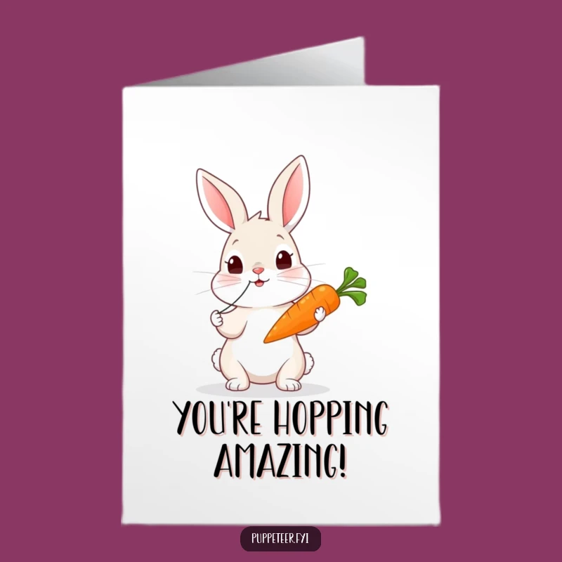 Free Printable Congrats Card: Rabbit & Carrot Puppet Gag, Quick Downloadable Gift