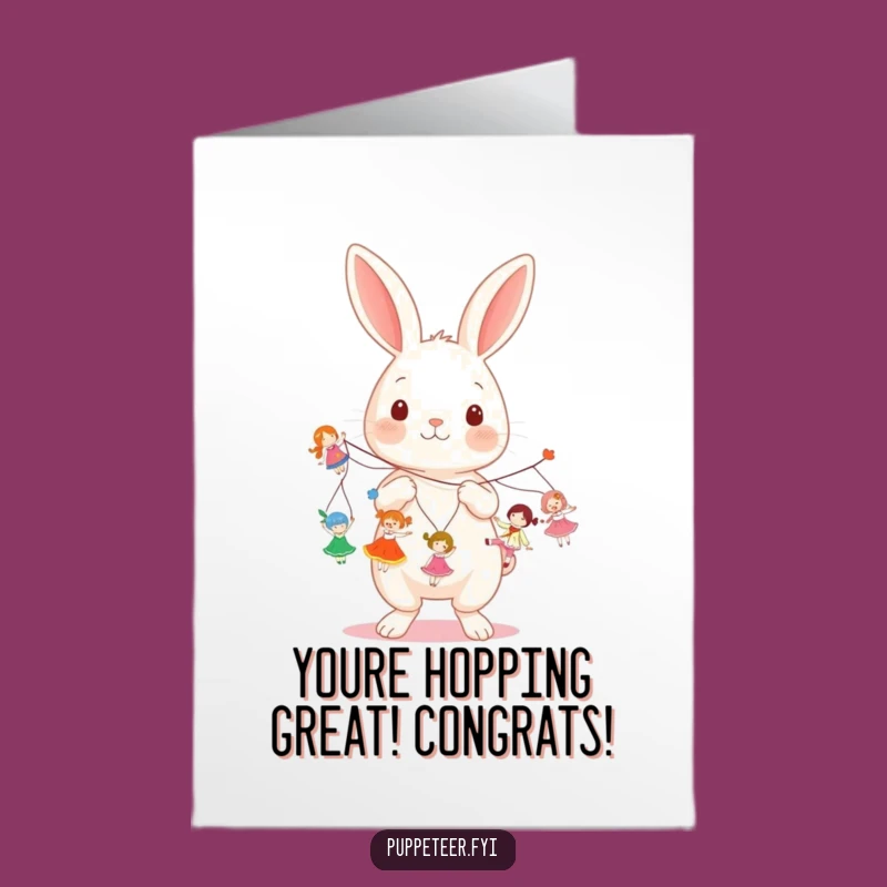 Free Printable Congrats Card: Rabbit's Doll Dance, Cheerful Success, Downloadable Fun, Print at Home