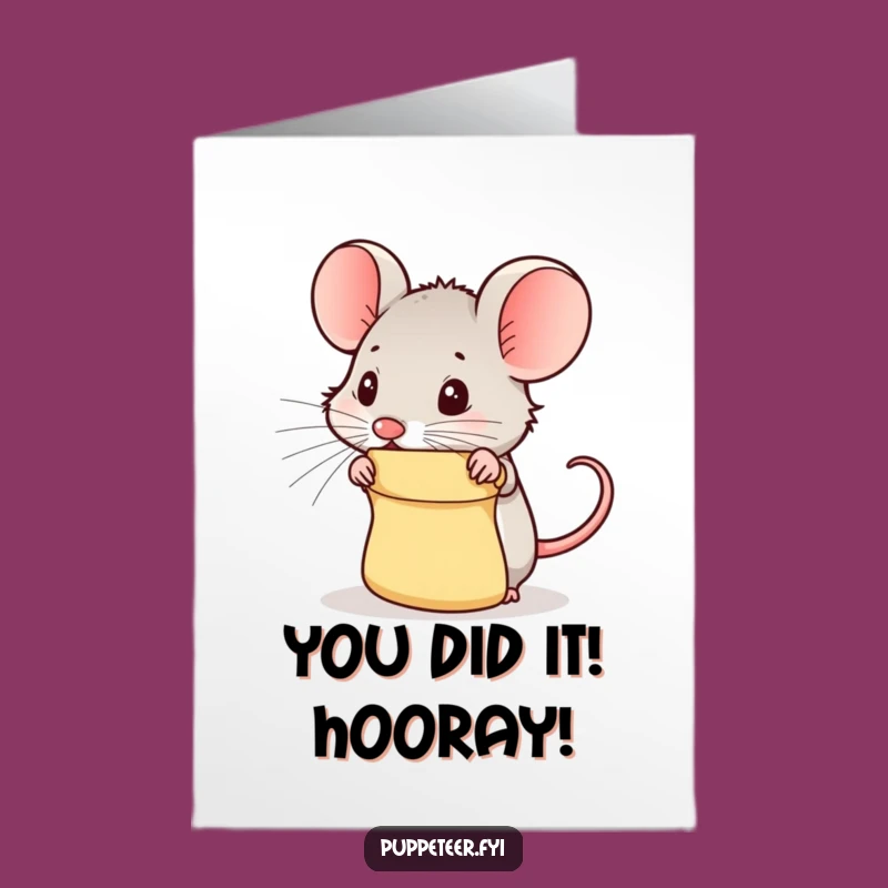 Free Printable Congrats Card: Squeaking Mouse Puppet Humor Downloadable & DIY Gift