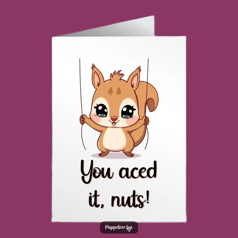 Free Printable Congrats Card: Squirrel's Puppet Leap - Downloadable Celebration