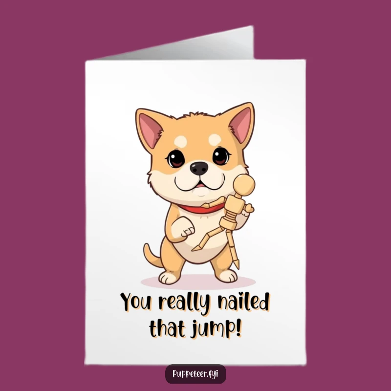 Free Printable Dog Congrats Card: Marionette Jump Downloadable Gift