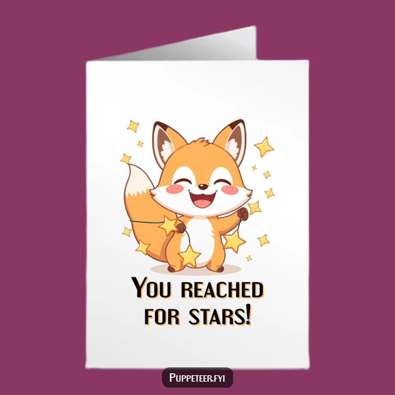 Free Printable Fox Star Congratulations Card - Grinning Wishful Downloadable Gift