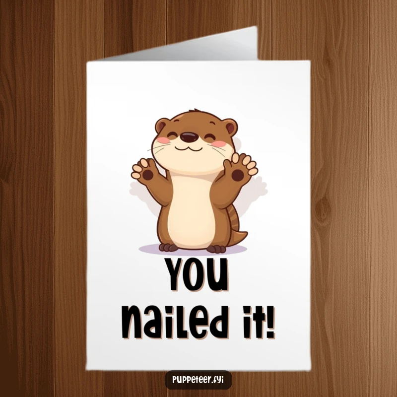 Funny Free Printable Congratulations Card: Otter's shadow puppet show adds a whimsical, celebratory vibe.