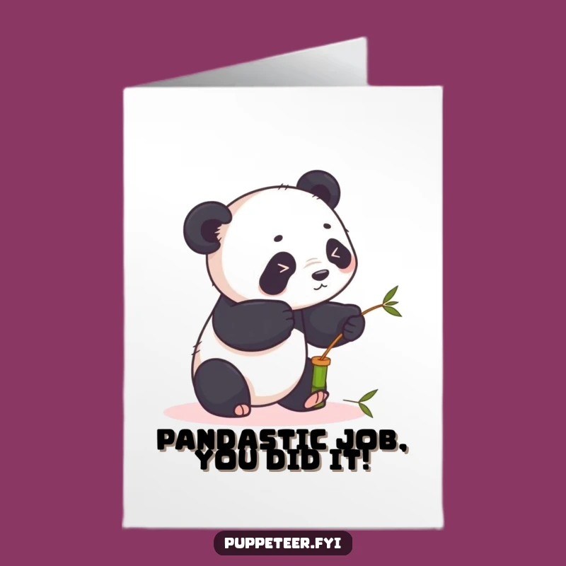 Free Printable Panda Bamboo Congrats Card: Funny Panda Moves Puppet, A Cheerful Downloadable Gift