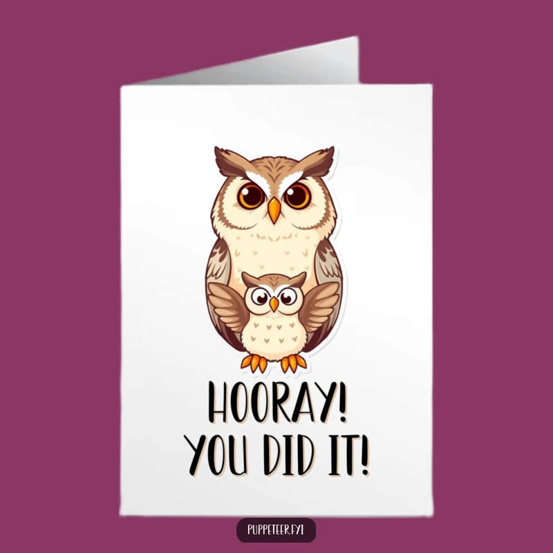 Free Printable Owl Puppet Congrats Card: Funny Owl Cheers Puppet Flapping, A Joyful Downloadable Gift