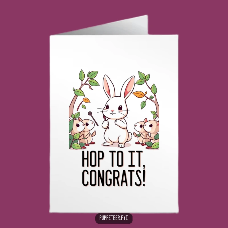 Free Printable Congratulations Card: Rabbit Maestro - Funny Downloadable Gift for Success
