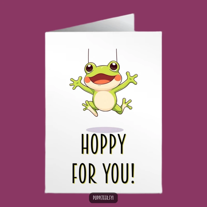 Free Printable Congrats Card: Cheerful Frog Puppeteer, Hilarious Leap Greeting