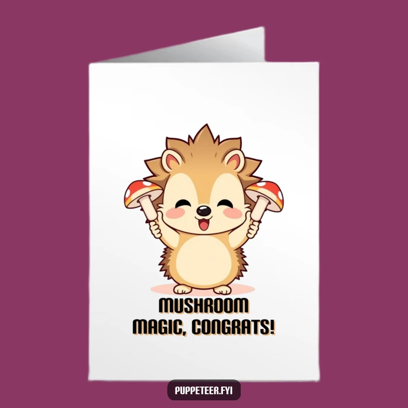 Free Printable Congratulations Card: Hedgehog Puppeteer - Funny Downloadable Gift