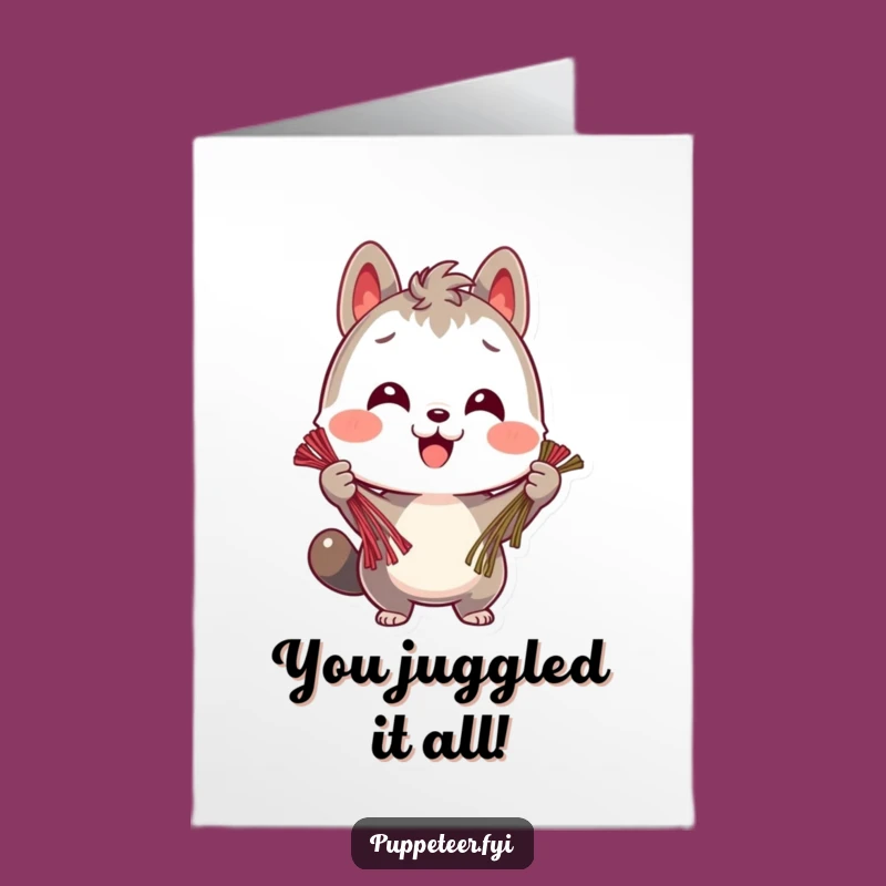 Free Printable Congrats Card: Smiling Animal Strings Cheerful Funny Achievement Gift