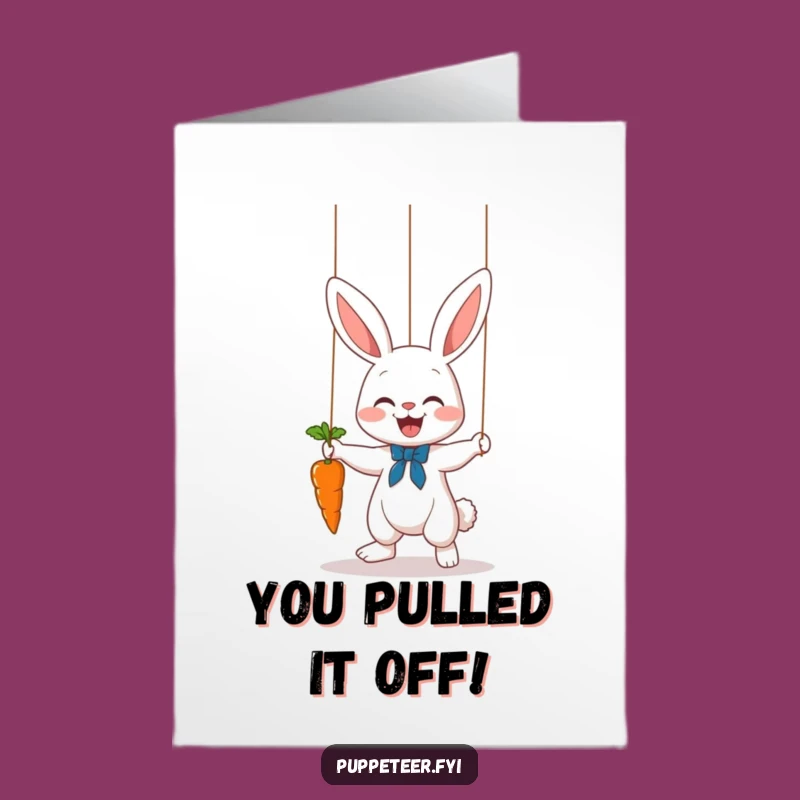Free Printable Bunny Puppet Congratulations Card - Joyful Carrot Dance Downloadable Gift