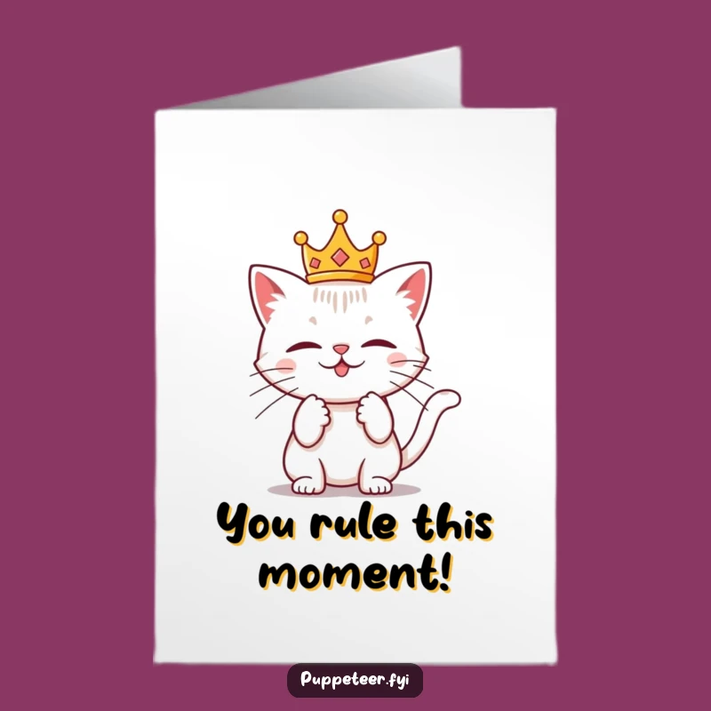 Free Printable Congratulations Card: Crowned Cat's Grand Plan - Funny Downloadable Gift