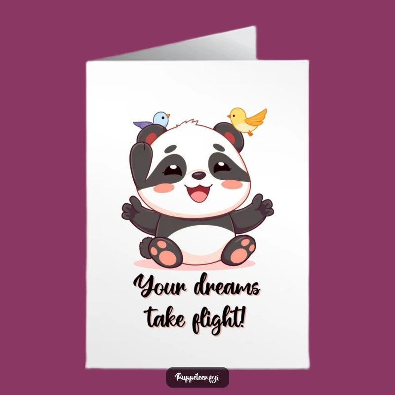 Free Printable Congrats Card: Panda Bird Puppet Celebration - Printable Fun