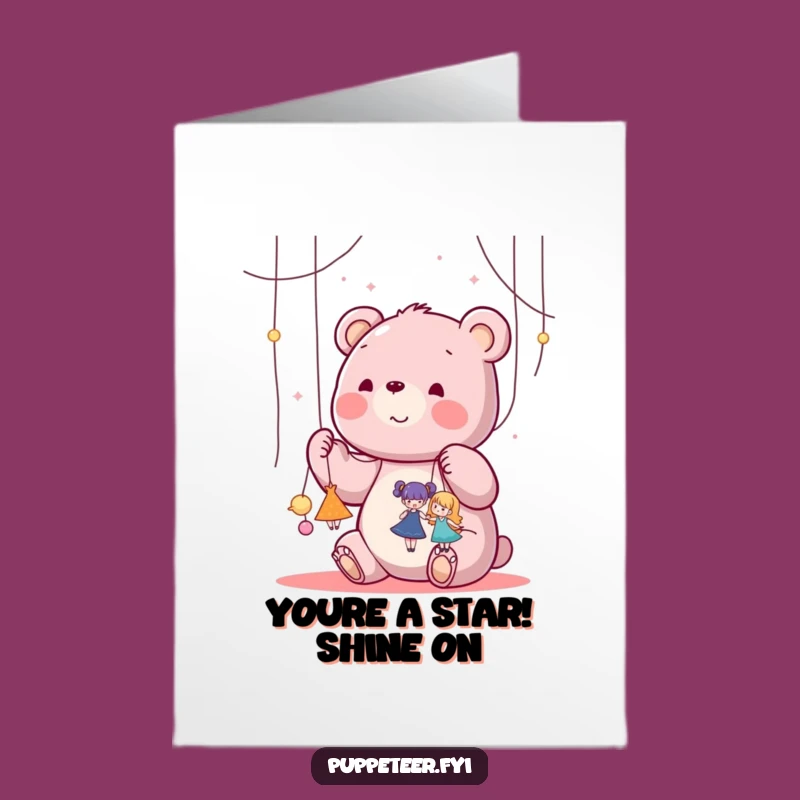 Free Printable Congrats Card: Bear's Puppet Dance, Celebrate Success, Downloadable Fun, Print at Home