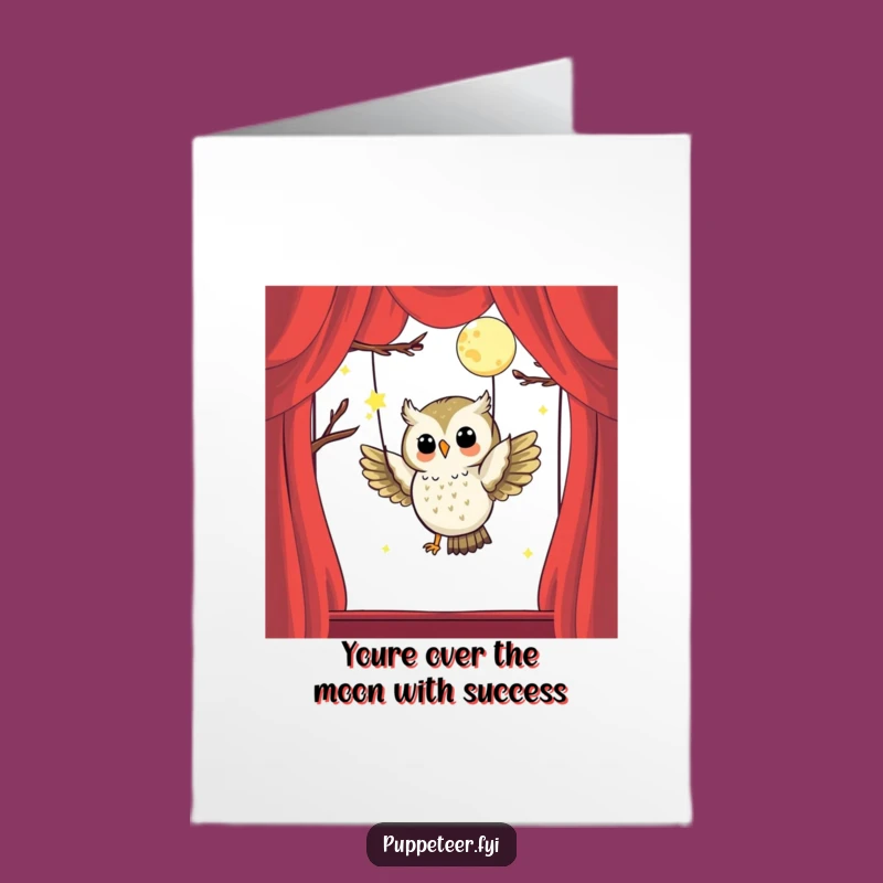 Free Printable Congrats Card: Owl Moon Puppet Master - Dreamy Downloadable Congratulations Gift