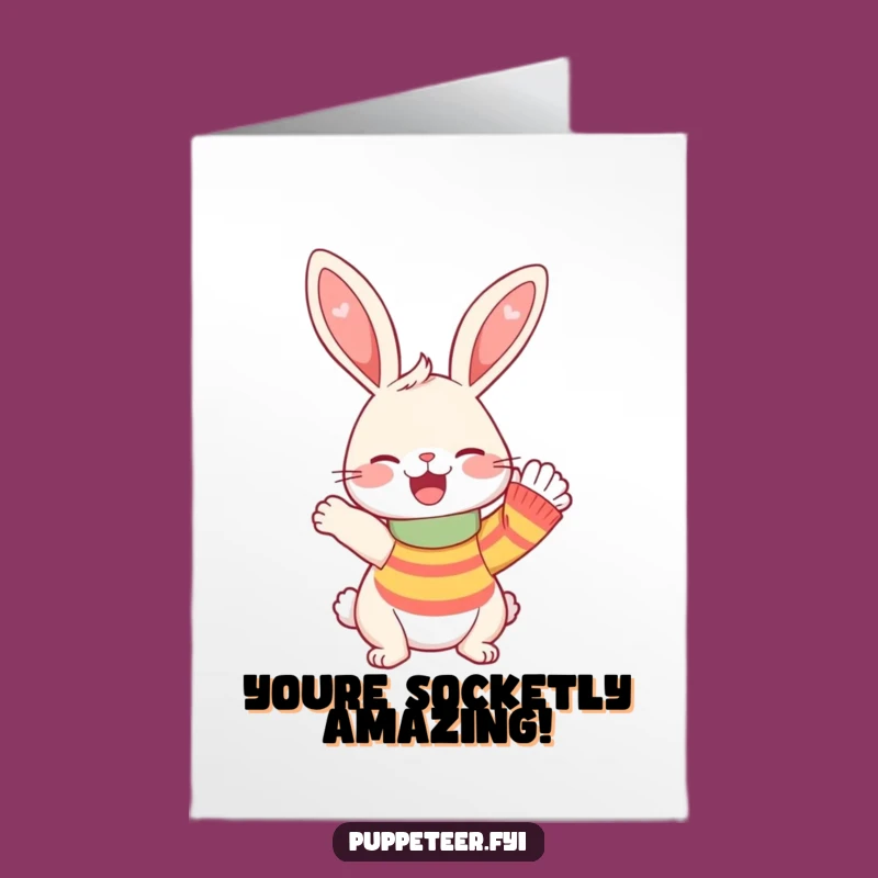 Free Printable Congrats Card: Rabbit Sock Puppet for a Cheerful Downloadable Gift