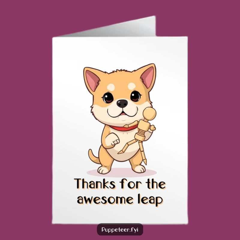 Free Printable Dog Thank You Card: Marionette Jump Downloadable Gift