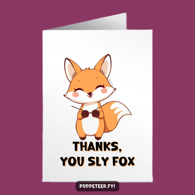 Free Printable Fox Sock Puppet Thank You Card: Funny Downloadable Gift Idea