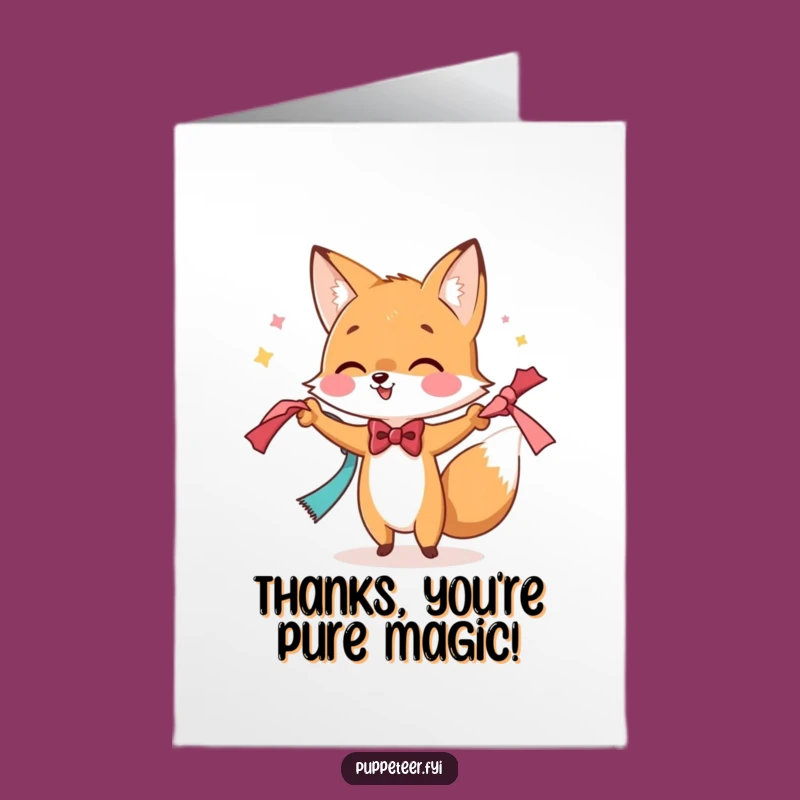 Free Printable Fox Thank You Card: Thanks for the Magic! Funny Downloadable Note
