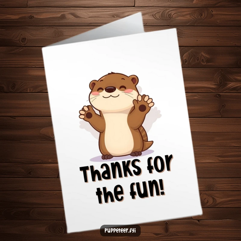 Funny Free Printable Thank You Card: Otter's playful shadow puppet show expresses heartfelt gratitude with humor.