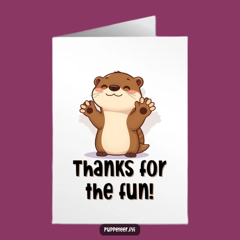 Free Printable Funny Otter Shadow Puppet Thank You Card - Quick DIY Gift!