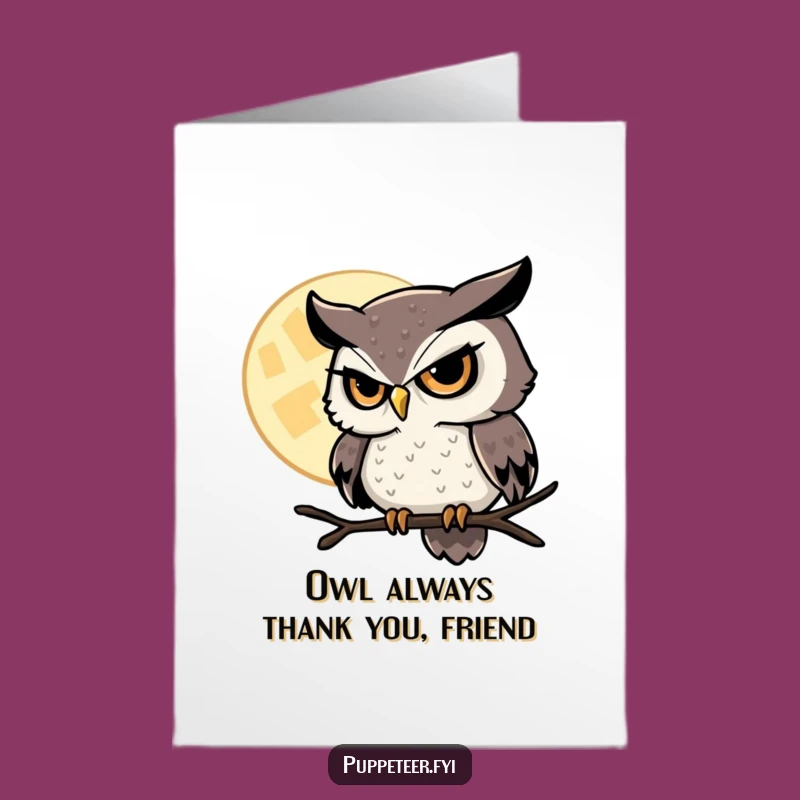 Free Printable Owl Lunar Thanks Card - Magical Gratitude, Easy Download!