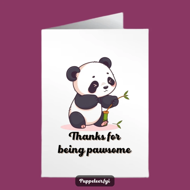 Free Printable Panda Bamboo Thank You Card: Funny Panda Thanks Puppet Animator, A Grateful Downloadable Gift