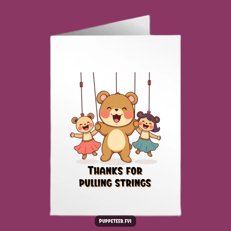 Free Printable Thank You Card: Bear Cub Puppets for a Heartfelt Downloadable Gift