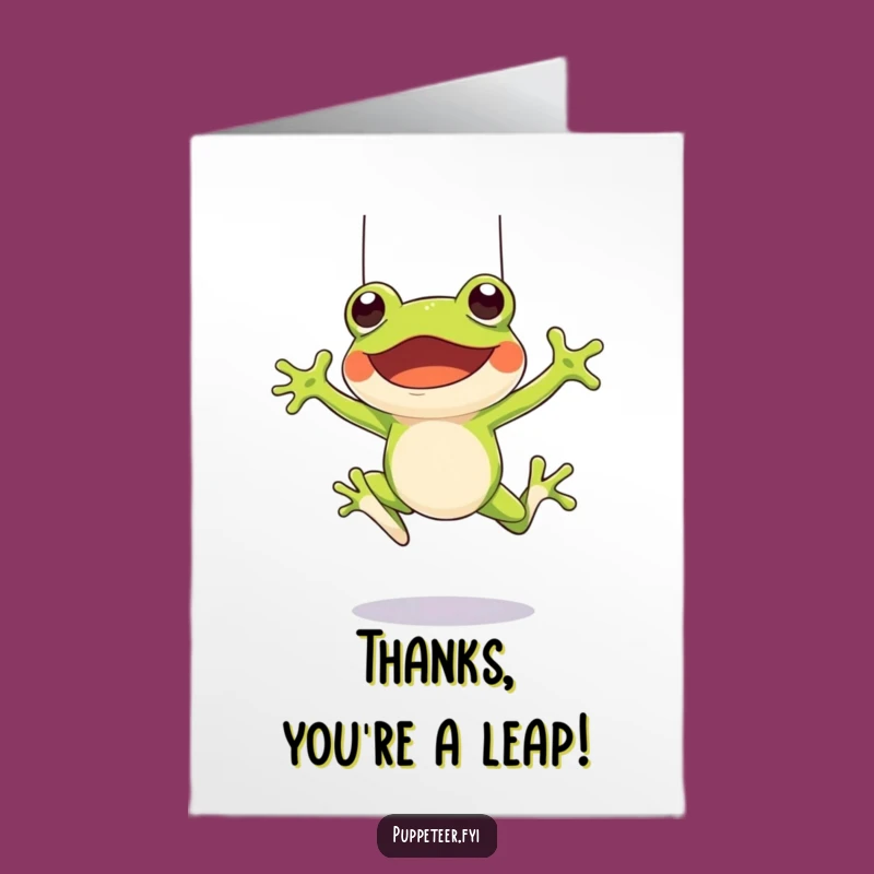 Free Printable Thank You Card: Cheerful Frog Puppeteer, Playful Gratitude Download