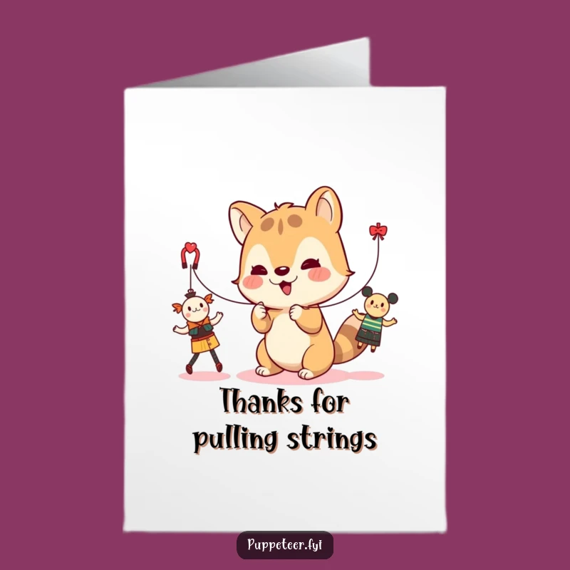 Free Printable Thank You Card: Cute Animal Toy Strings Funny Appreciation Gift