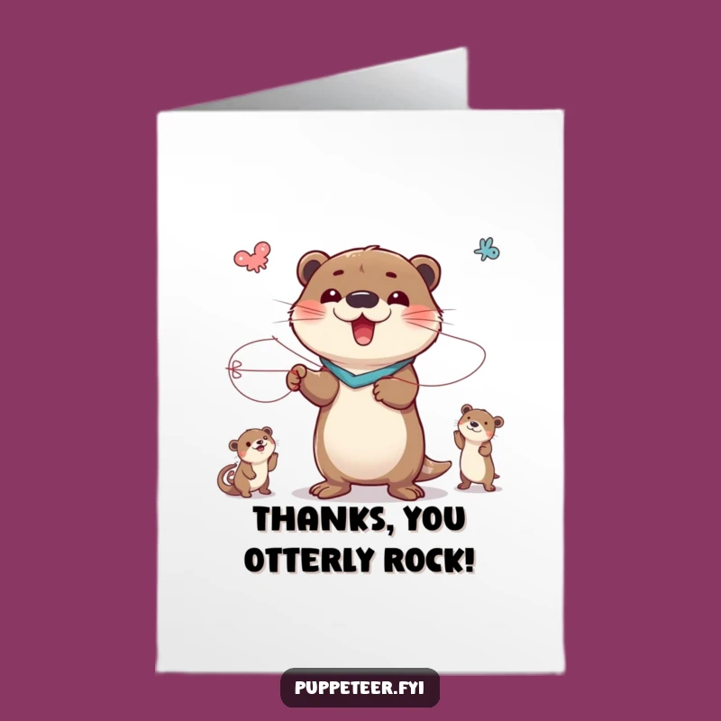 Free Printable Thank You Card: Funny Otter Puppet Master, Express Gratitude Download