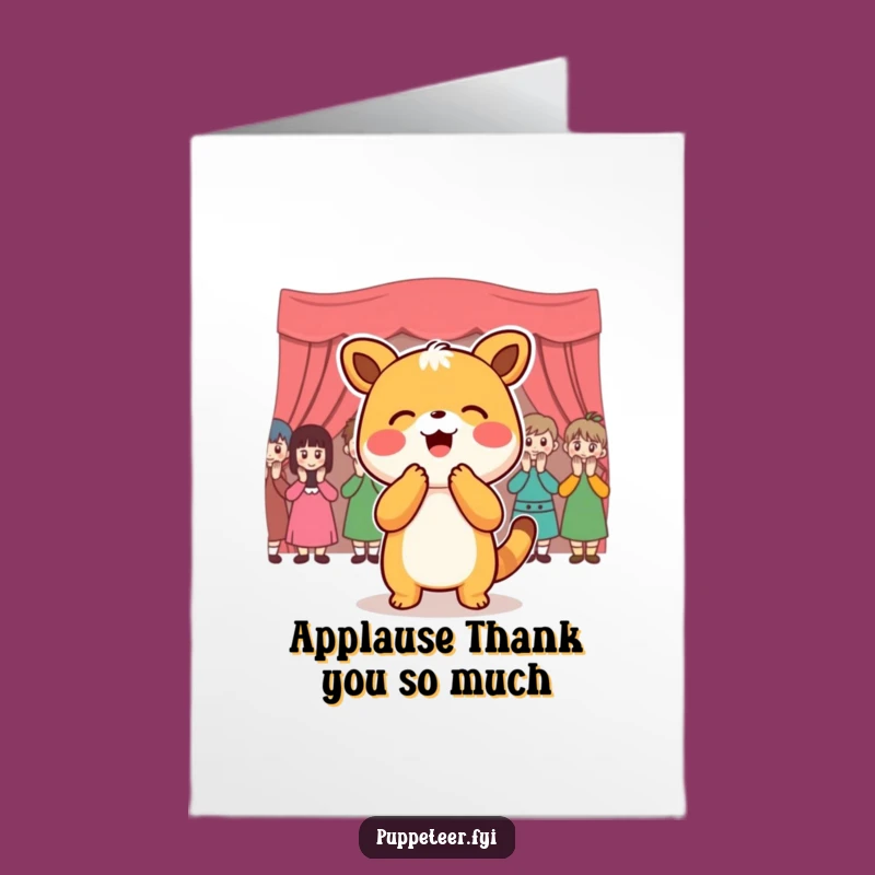 Free Printable Thank You Card: Grateful Animal Bow, Puppet Applause, Fun Gift