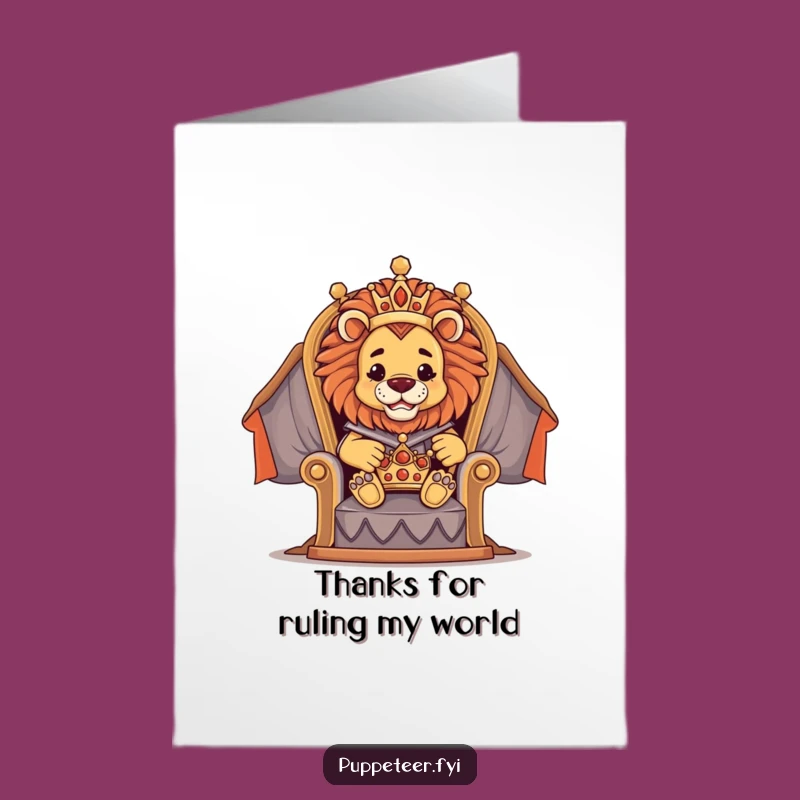 Free Printable Thank You Card: Lion Crown Puppet - Majestic Downloadable Appreciation Gift
