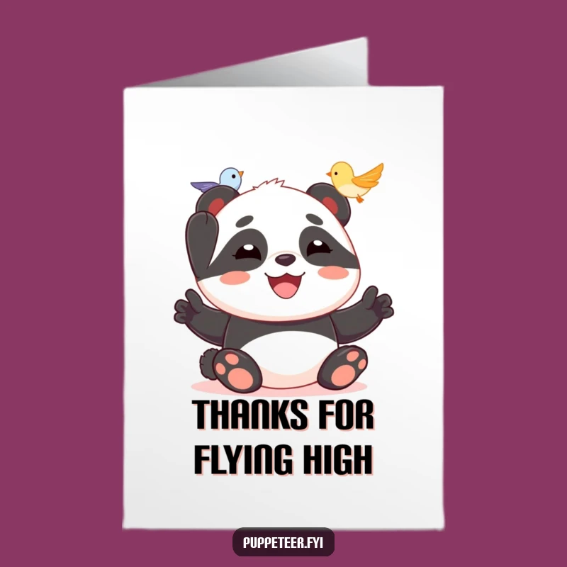 Free Printable Thank You Card: Panda Spreading Joy with Bird Puppet