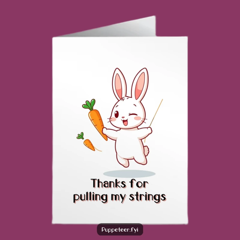 Free Printable Thank You Card: Rabbit Carrot Puppet - Whimsical Downloadable Appreciation Gift