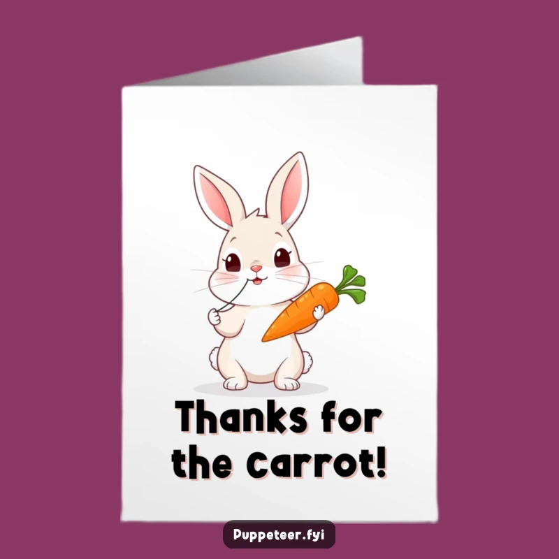 Free Printable Thank You Card: Rabbit Puppet Fun, Humorous DIY Downloadable Gift
