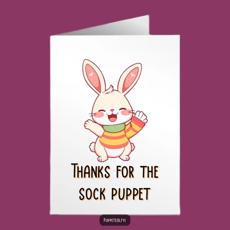 Free Printable Thank You Card: Rabbit Sock Puppet for a Fun Downloadable Gift