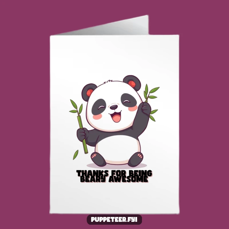 Free Printable Panda Bamboo Thanks Card - Playful Gratitude, Print Today!