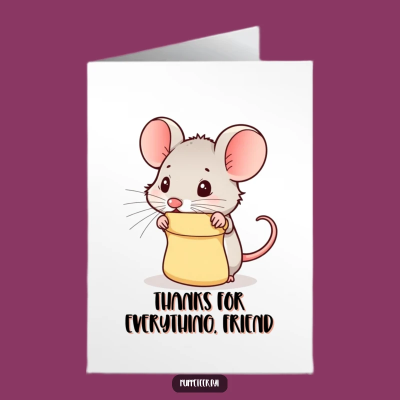 Free Printable Thank You Card: Mouse Puppet Humor, Downloadable & Easy DIY Gift