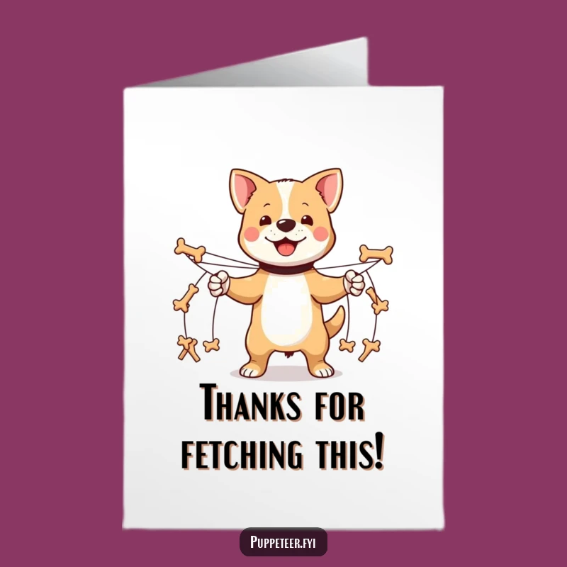 Free Printable Dog Puppet Thank You Card - Marching Bones Downloadable Gift