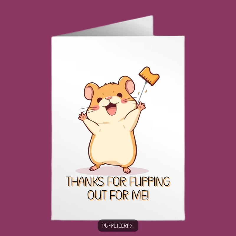 Free Printable Thank You Card: Funny Hamster Puppet Gratitude Downloadable Gift