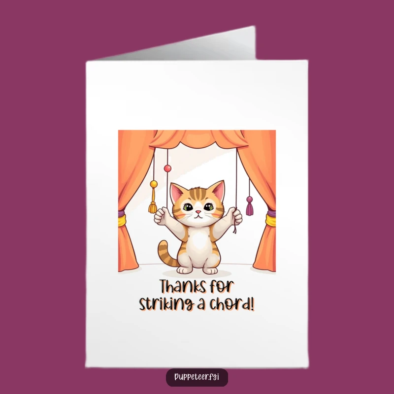Free Printable Thank You Card: Cat & Puppet Strings, Humorous Downloadable Gift