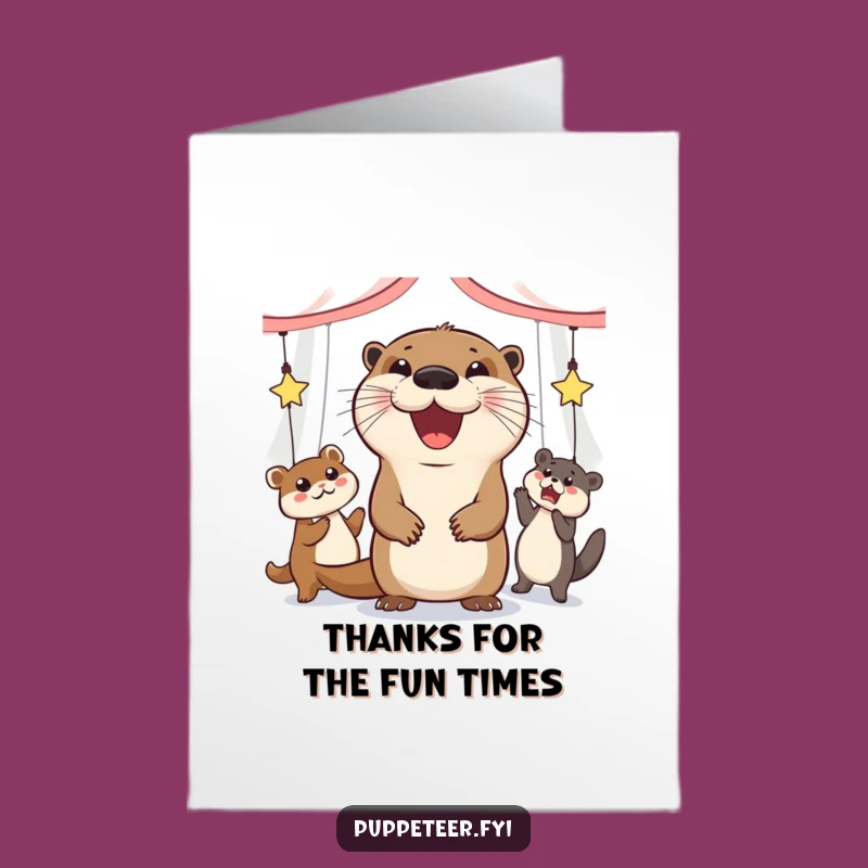 Free Printable Thank You Card: Otter Puppet Dance Funny Downloadable Gift of Thanks
