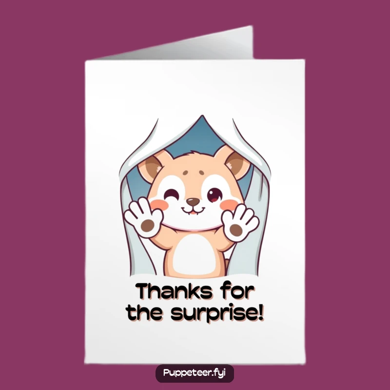 Free Printable Thank You Card: Sly Animal Puppet Show, Humorous Download Gift