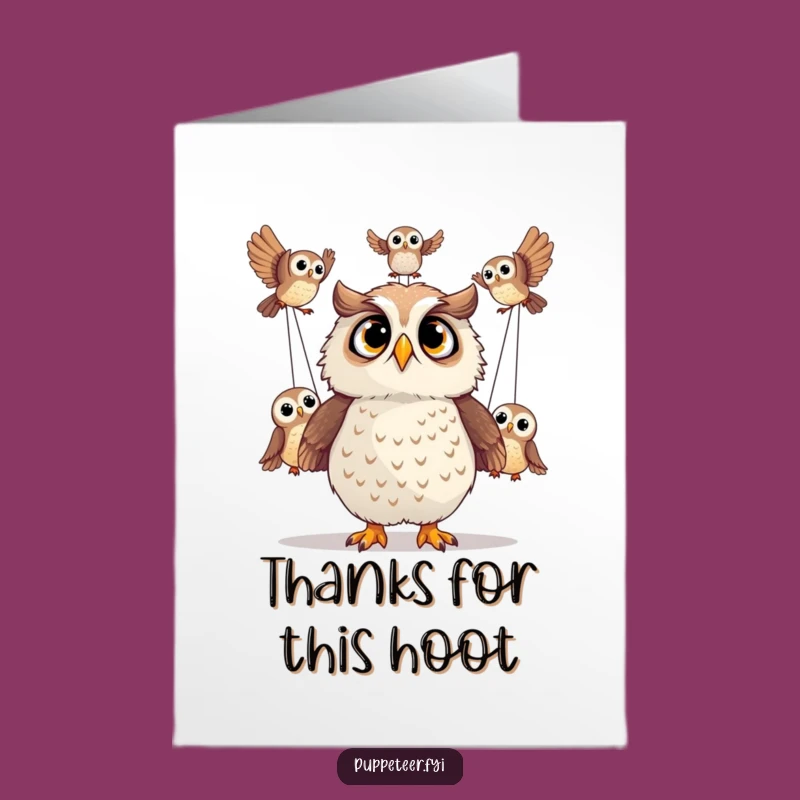 Free Printable Thank You Card: Owl Acrobatics Funny Downloadable Gift of Amazement