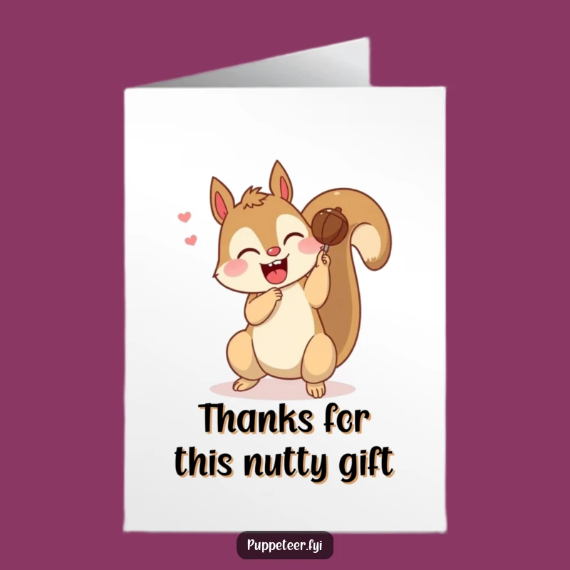 Free Printable Thank You Card: Squirrel Nut Puppet - Whimsical Downloadable Appreciation Gift
