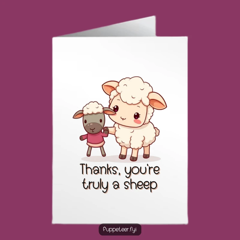 Free Printable Thank You Card: Guided Kawaii Sheep! Kind Downloadable DIY Gift